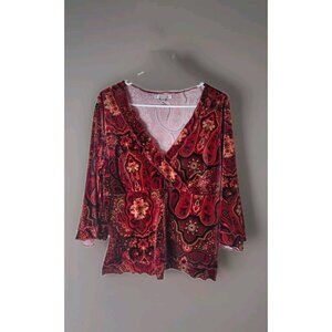 Moa Moa Top Womens Xl Velvet Vintage Paisley